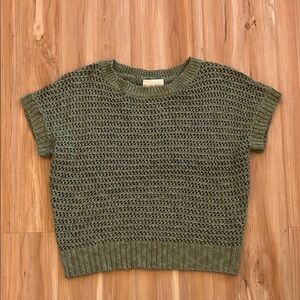 Olive Green Knit Short Sleeve Top